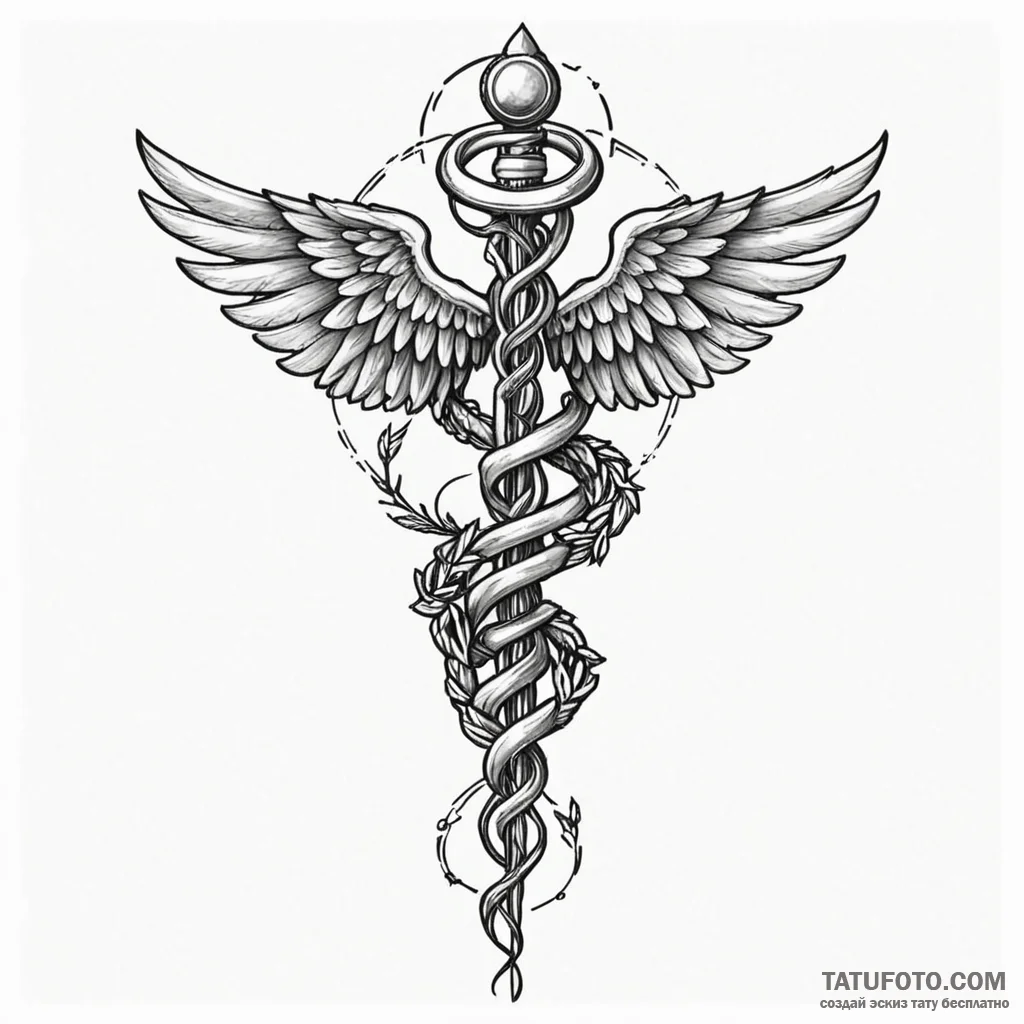 Caduceus - эскиз тату (№1750417718_0, 20.06.2025 11:08) — Tatufoto.com