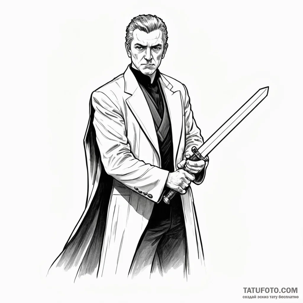 A graphic novel portrait of moff gideon with... - эскиз тату (№1750418439_0, 20.06.2025 11:20) — Tatufoto.com