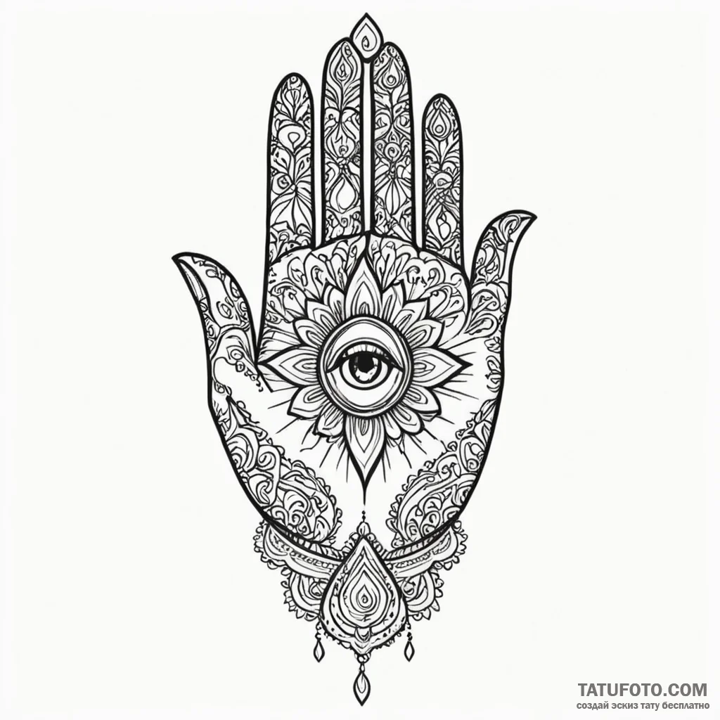 Hand of fatima - эскиз тату (№1750418599_1, 20.06.2025 11:23) — Tatufoto.com