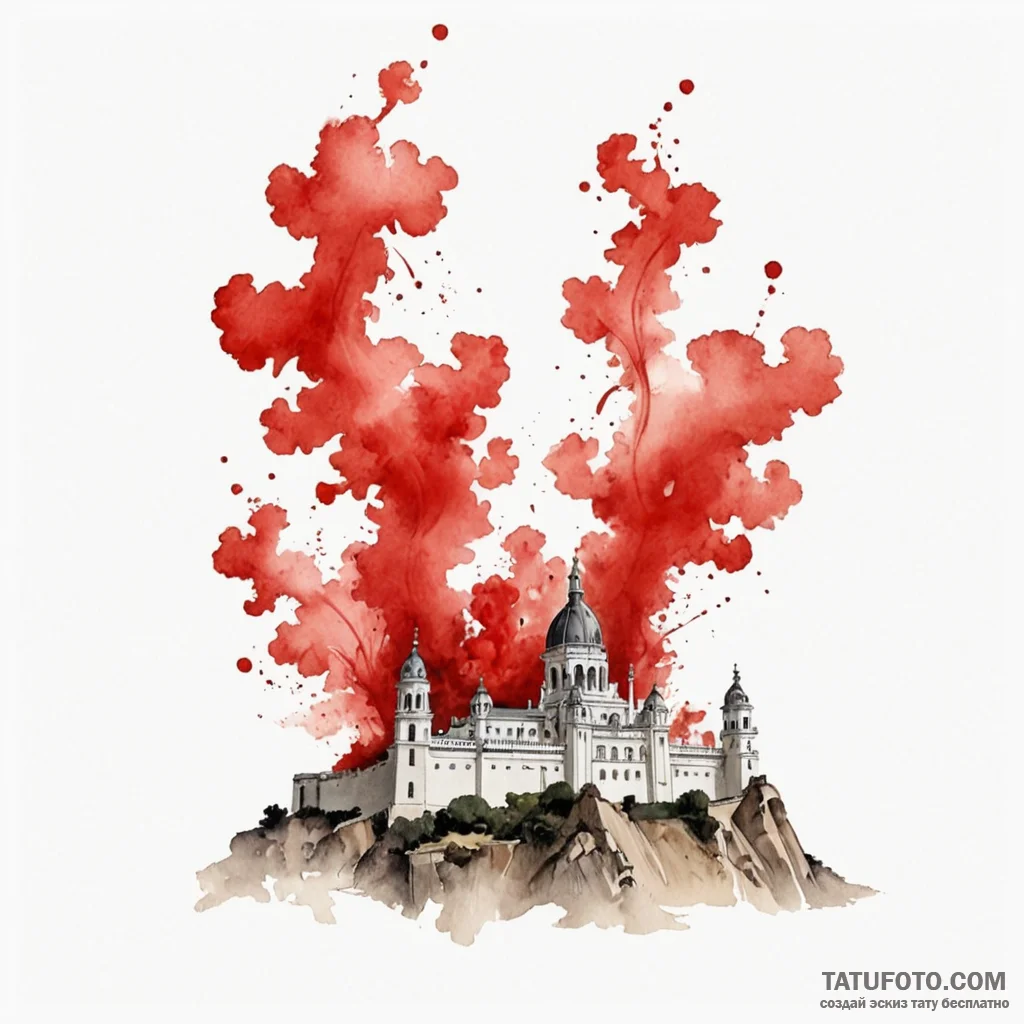 A watercolor sketch of the royal mint of spai... - эскиз тату (№1750419581_0, 20.06.2025 11:39) — Tatufoto.com
