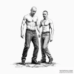 A sketch of the main characters from american… — эскиз тату (№1750420422_1, 20.06.2025 11:53) — Tatufoto.com