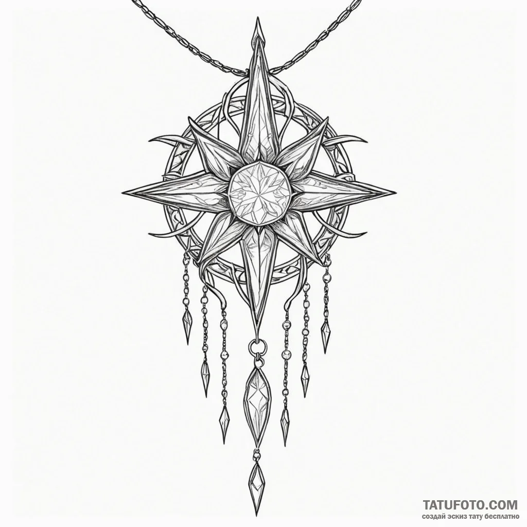 A linework tattoo of the evenstar pendant giv... - эскиз тату (№1750421252_0, 20.06.2025 12:07) — Tatufoto.com