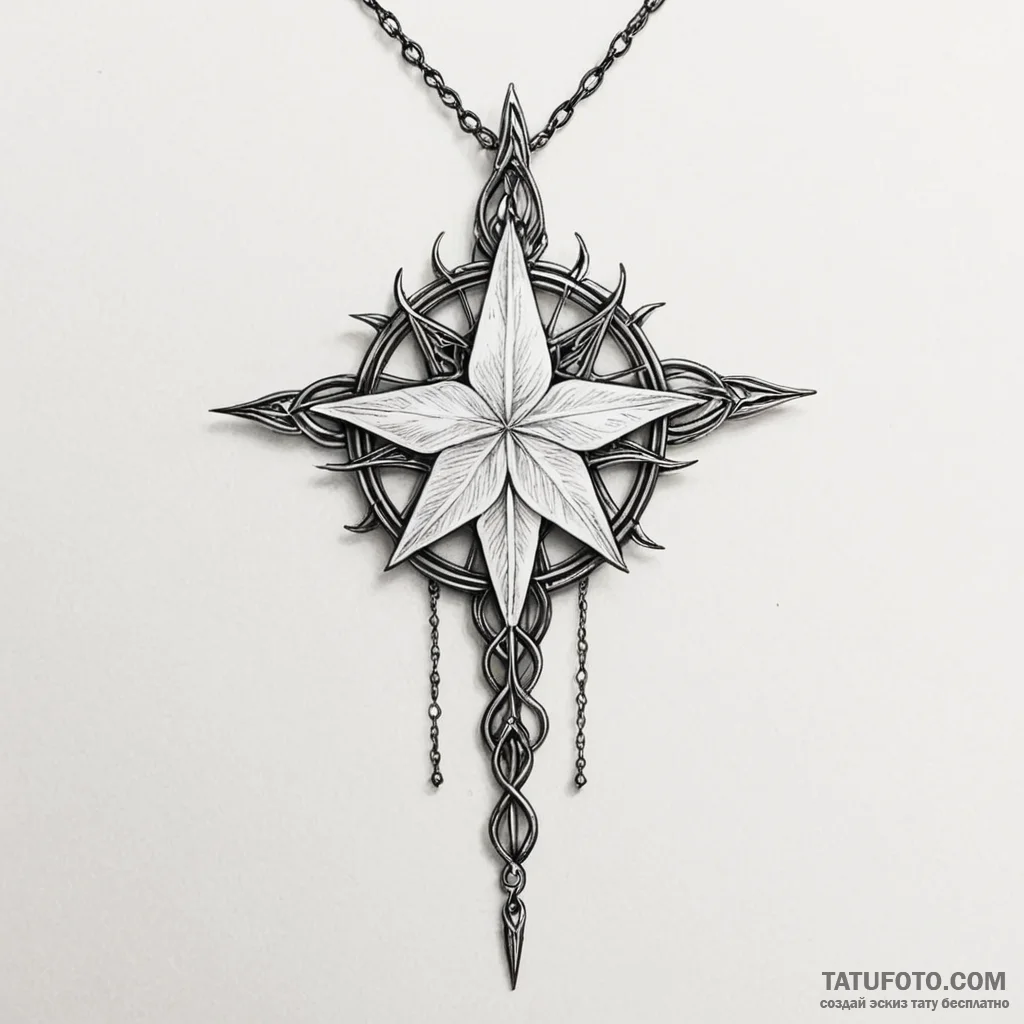 A linework tattoo of the evenstar pendant giv... - эскиз тату (№1750421252_1, 20.06.2025 12:07) — Tatufoto.com