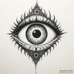 A dotwork tattoo of the crimson king’s eye fr… — эскиз тату (№1750421425_1, 20.06.2025 12:10) — Tatufoto.com