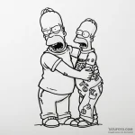 A trash polka tattoo of homer simpson strangl… — эскиз тату (№1750424866_0, 20.06.2025 13:07) — Tatufoto.com