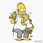 A trash polka tattoo of homer simpson strangl… — эскиз тату (№1750424866_1, 20.06.2025 13:07) — Tatufoto.com