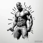 A sketch of luke cage, with his unbreakable s… — эскиз тату (№1750424948_0, 20.06.2025 13:09) — Tatufoto.com