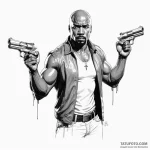 A sketch of luke cage, with his unbreakable s… — эскиз тату (№1750424948_1, 20.06.2025 13:09) — Tatufoto.com