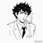 A graphic novel style tattoo of spike spiegel… — эскиз тату (№1750425852_0, 20.06.2025 13:24) — Tatufoto.com