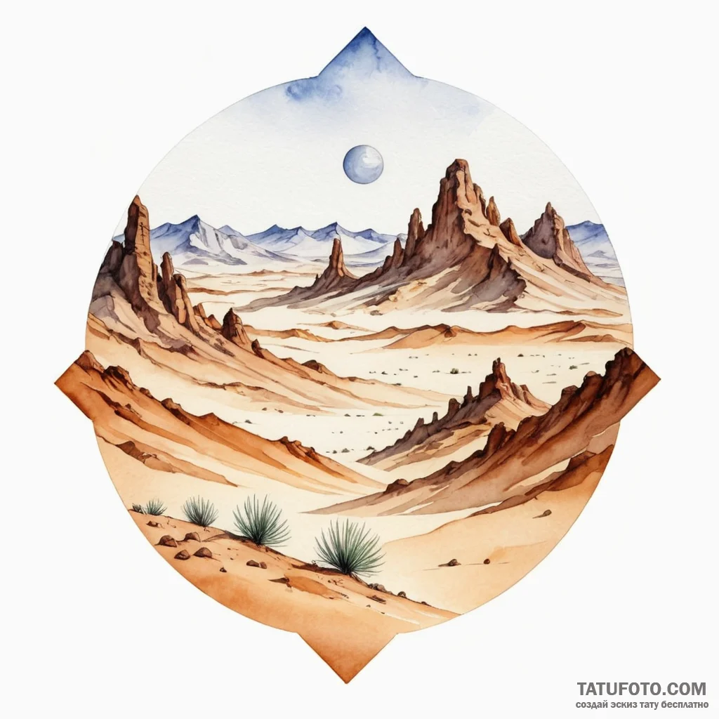A watercolor landscape of caladan, contrastin... - эскиз тату (№1750425933_0, 20.06.2025 13:25) — Tatufoto.com