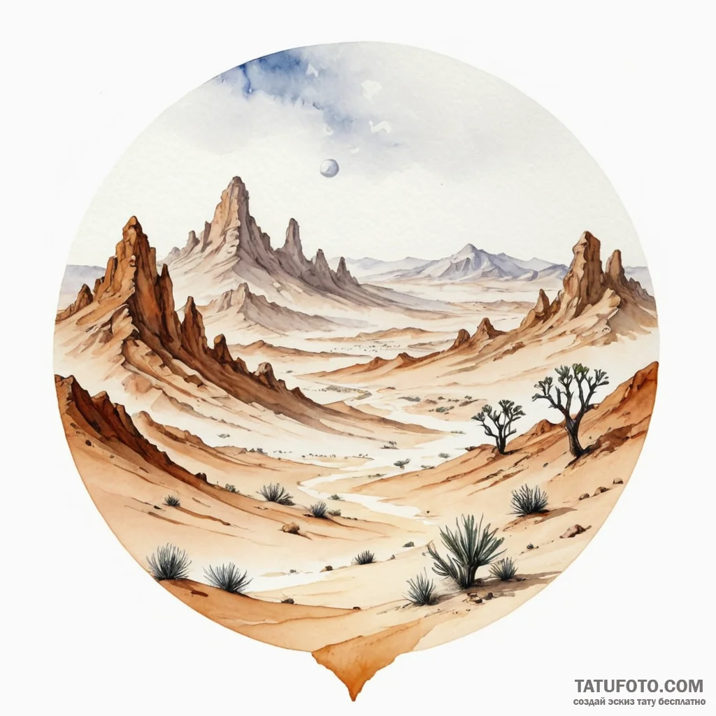 A watercolor landscape of caladan, contrastin... - эскиз тату (№1750425933_1, 20.06.2025 13:25) — Tatufoto.com