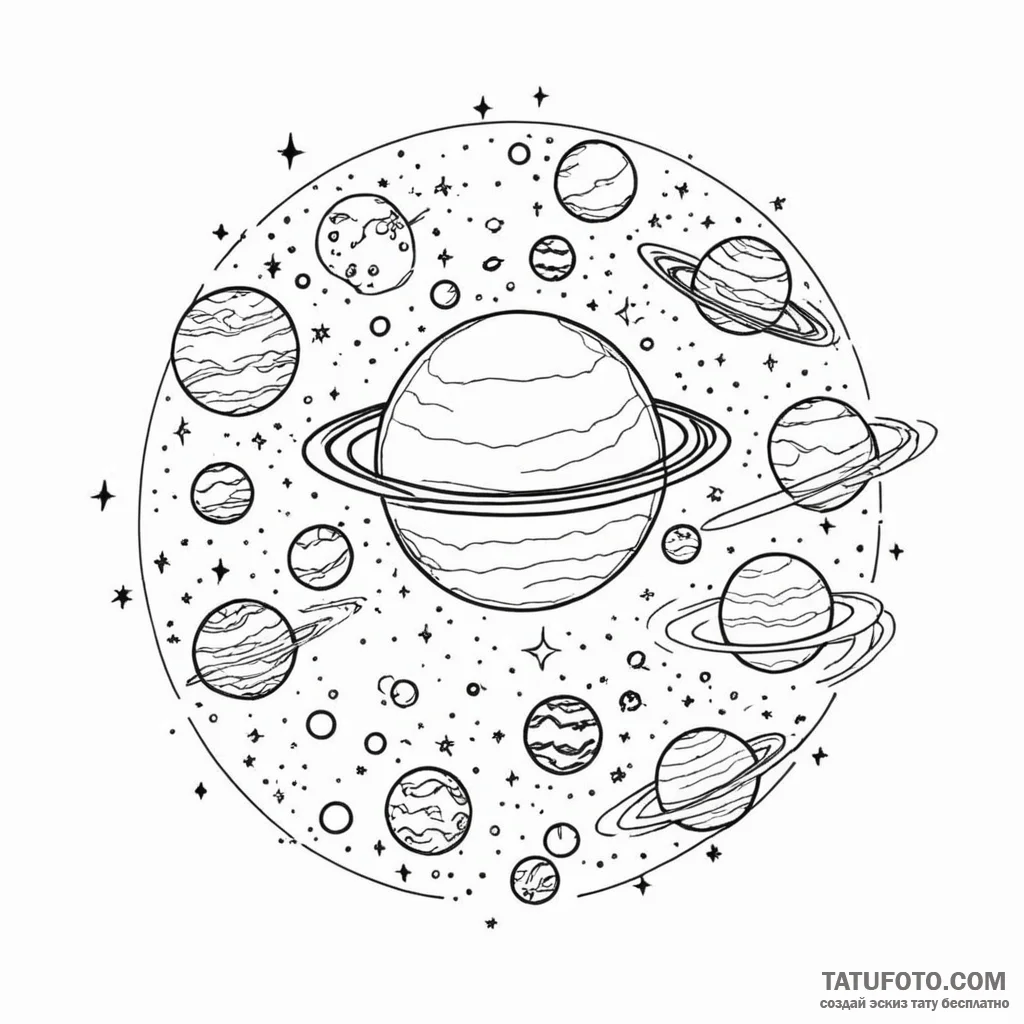 Parade of planets - эскиз тату (№1750426585_0, 20.06.2025 13:36) — Tatufoto.com