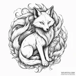 A graphic novel style tattoo of a kitsune, a… — эскиз тату (№1750427491_0, 20.06.2025 13:51) — Tatufoto.com