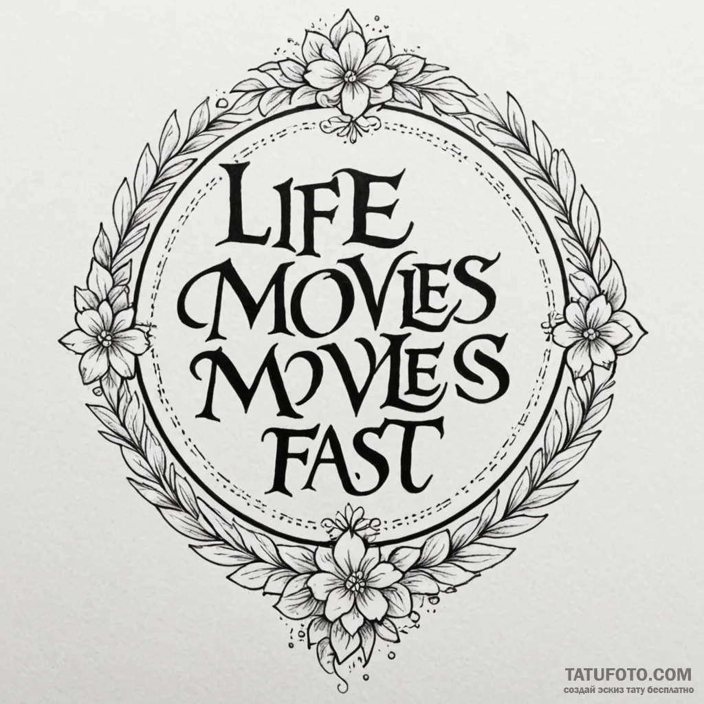 A chicano lettering tattoo "life moves pretty... - эскиз тату (№1750427578_1, 20.06.2025 13:52) — Tatufoto.com
