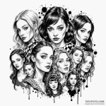 A trash polka portrait of dorothy and her fri… — эскиз тату (№1750427662_0, 20.06.2025 13:54) — Tatufoto.com