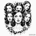 A trash polka portrait of dorothy and her fri… — эскиз тату (№1750427662_1, 20.06.2025 13:54) — Tatufoto.com