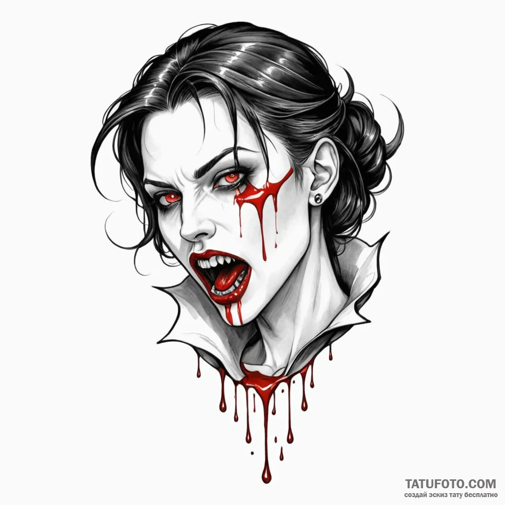 A neo-traditional tattoo of a vampire's bite... - эскиз тату (№1750428399_1, 20.06.2025 14:06) — Tatufoto.com