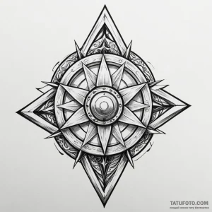 A neo-traditional design of the shuriken-like... - эскиз тату (№1750429477_0, 20.06.2025 14:24) — Tatufoto.com
