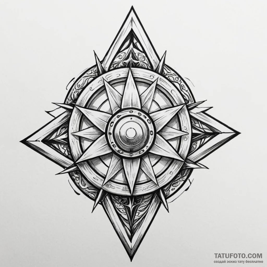 A neo-traditional design of the shuriken-like... - эскиз тату (№1750429477_0, 20.06.2025 14:24) — Tatufoto.com