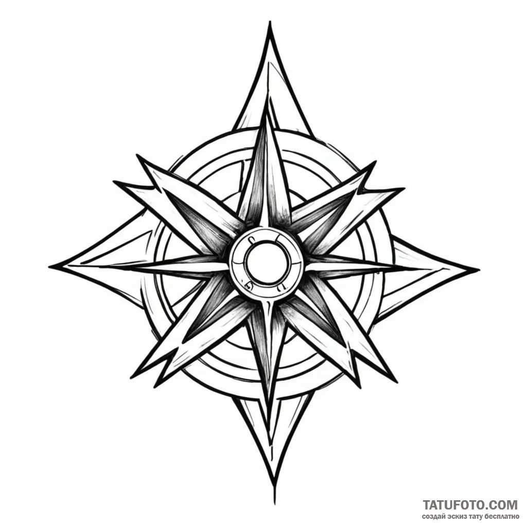 A neo-traditional design of the shuriken-like... - эскиз тату (№1750429477_1, 20.06.2025 14:24) — Tatufoto.com