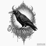 A chicano lettering tattoo of «nevermore», — эскиз тату (№1750430227_1, 20.06.2025 14:37) — Tatufoto.com
