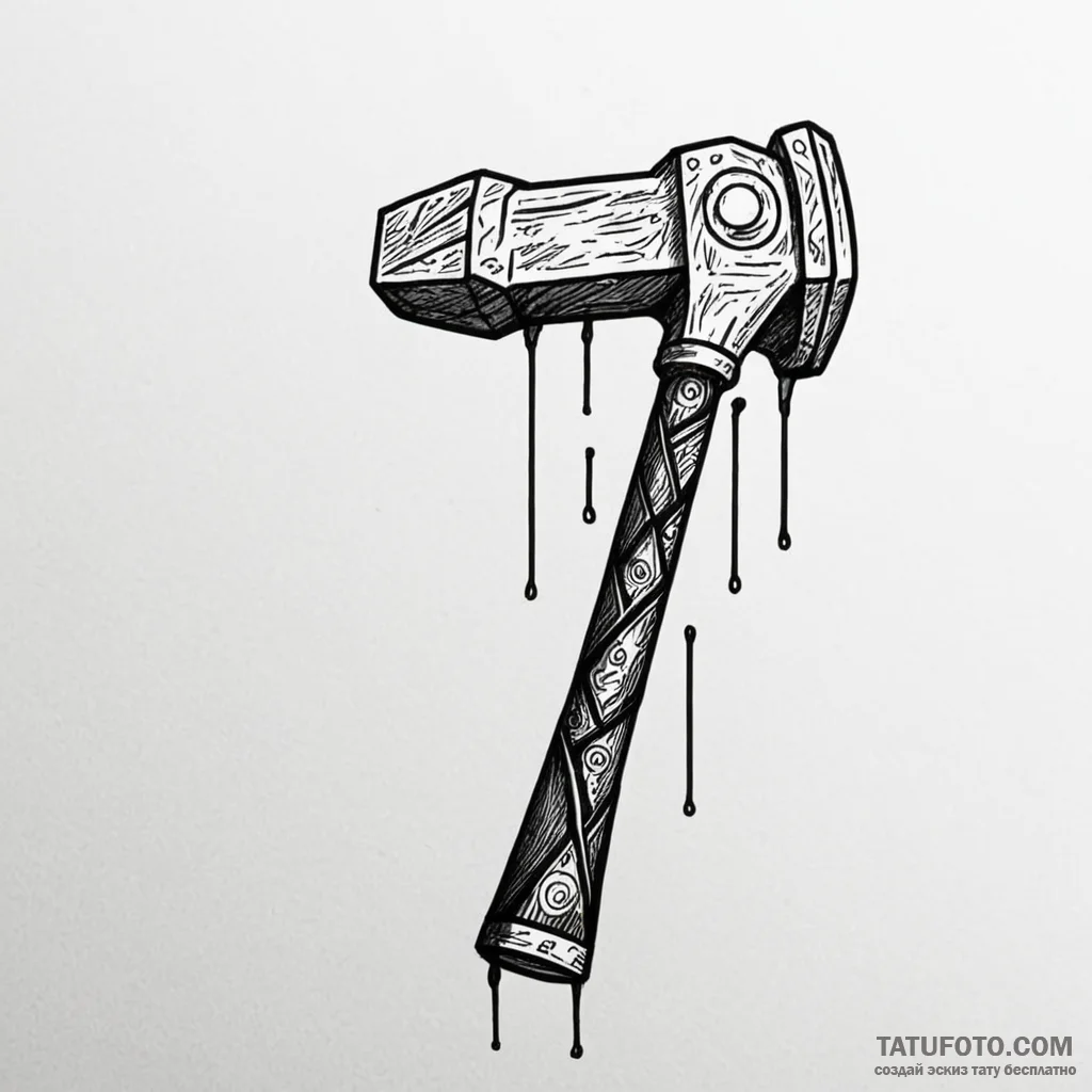A linework tattoo of the iconic hammer from o... - эскиз тату (№1750430309_1, 20.06.2025 14:38) — Tatufoto.com