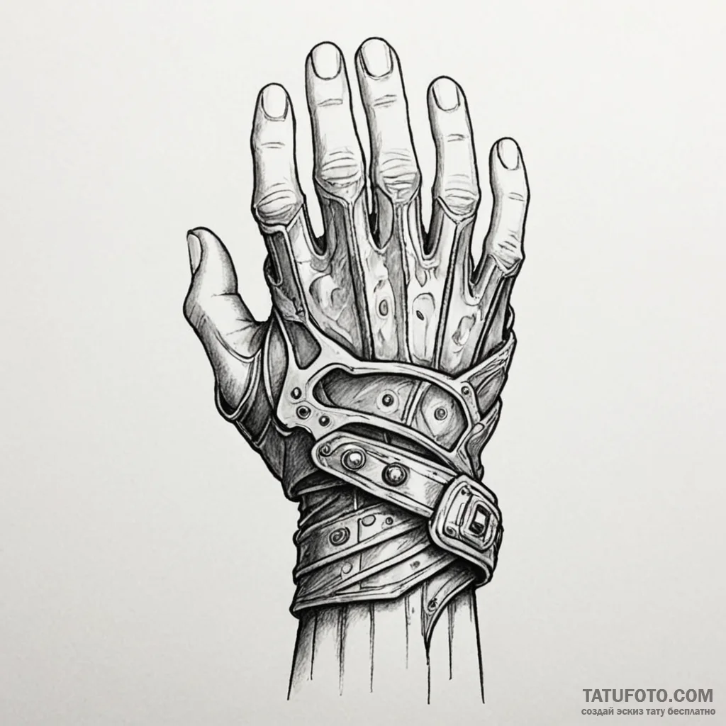 120. a sketch of the self-destruct wrist gaun... - эскиз тату (№1750430397_1, 20.06.2025 14:39) — Tatufoto.com