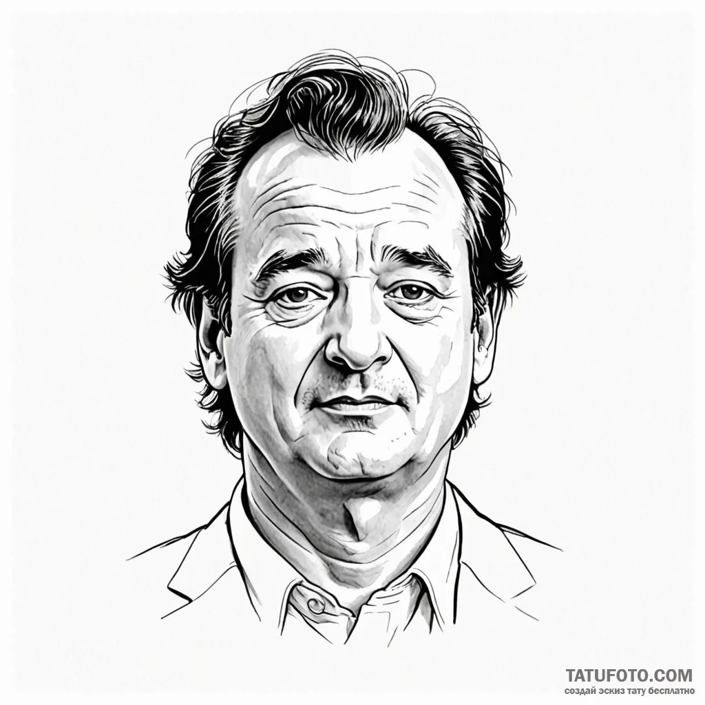 A neo-traditional portrait of bill murray fro... - эскиз тату (№1750431302_0, 20.06.2025 14:55) — Tatufoto.com