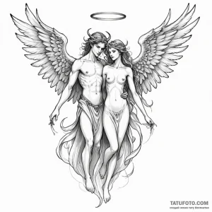 Angel and demon - эскиз тату (№1750431953_1, 20.06.2025 15:05) — Tatufoto.com