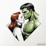 A sketch of the hulk and black widow, a quiet… — эскиз тату (№1750432033_1, 20.06.2025 15:07) — Tatufoto.com
