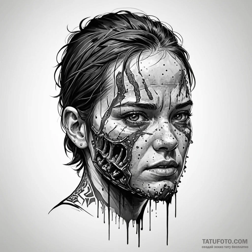 A trash polka tattoo of a clicker from the la... - эскиз тату (№1750432120_0, 20.06.2025 15:08) — Tatufoto.com