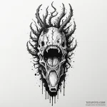A trash polka tattoo of a clicker from the la… — эскиз тату (№1750432120_1, 20.06.2025 15:08) — Tatufoto.com