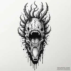 A trash polka tattoo of a clicker from the la... - эскиз тату (№1750432120_1, 20.06.2025 15:08) — Tatufoto.com