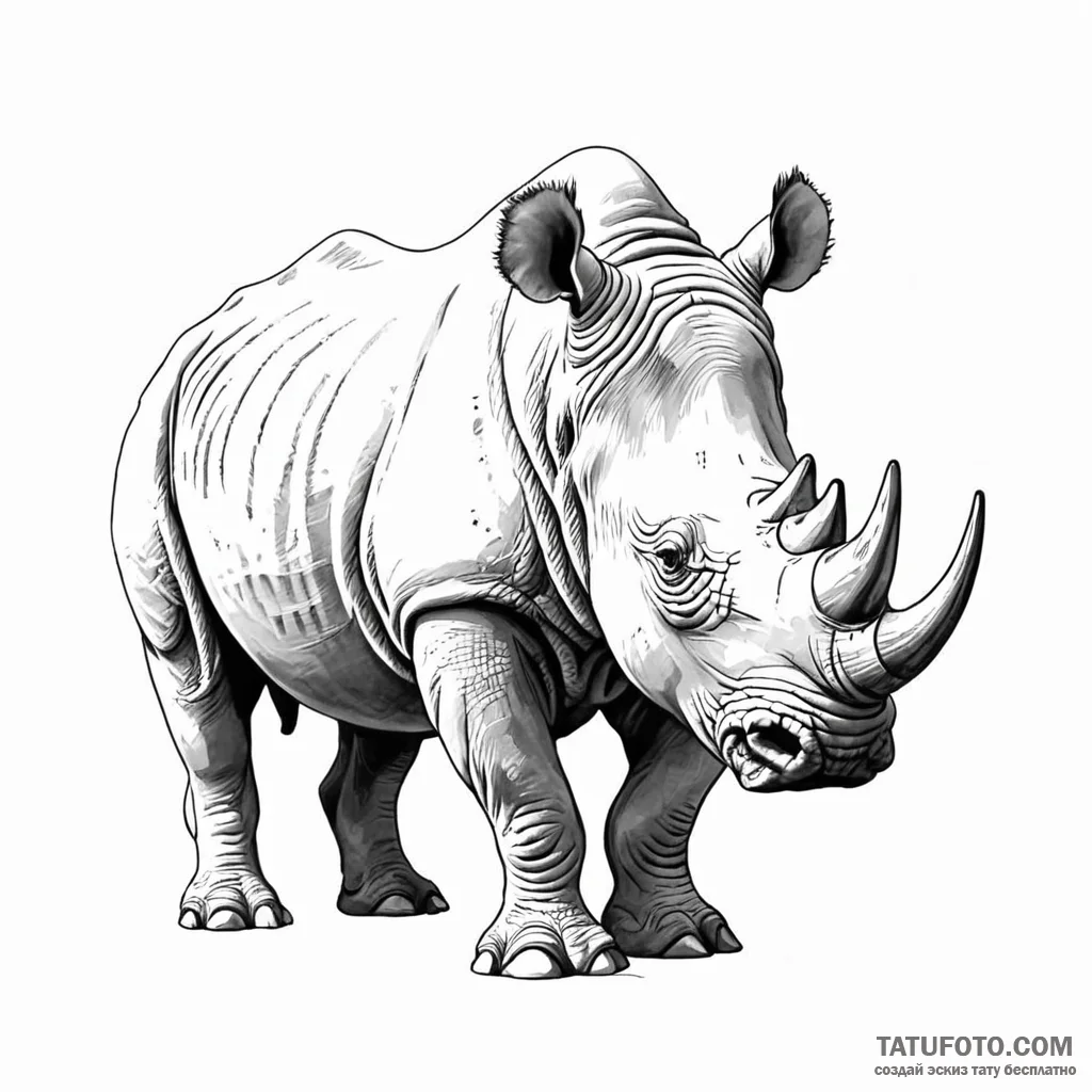 Rhinoceros - эскиз тату (№1750432202_0, 20.06.2025 15:10) — Tatufoto.com