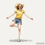 A watercolor tattoo of the «super freak» danc… — эскиз тату (№1750432851_0, 20.06.2025 15:20) — Tatufoto.com