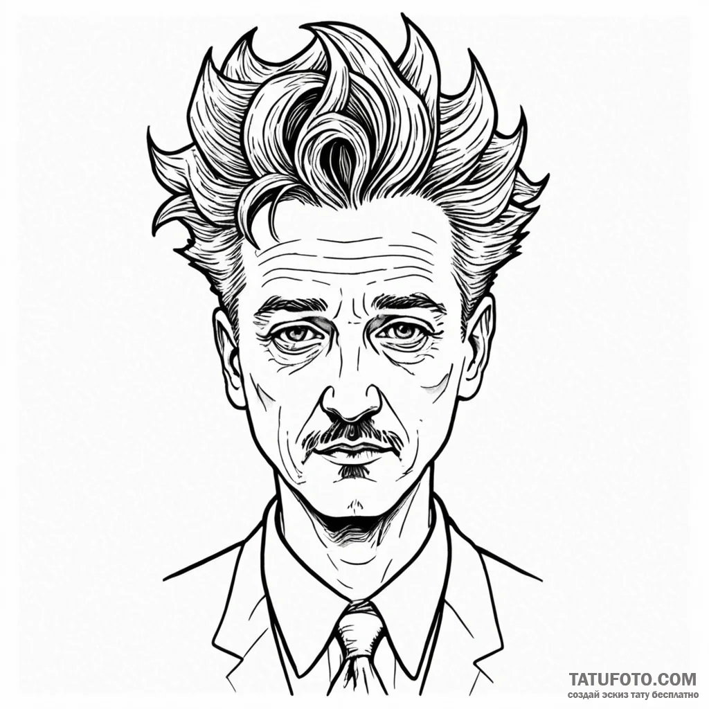 A linework tattoo of the "strange man" from e... - эскиз тату (№1750432935_1, 20.06.2025 15:22) — Tatufoto.com