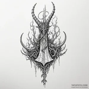A linework tattoo of the horn of gondor, brok... - эскиз тату (№1750433019_0, 20.06.2025 15:23) — Tatufoto.com