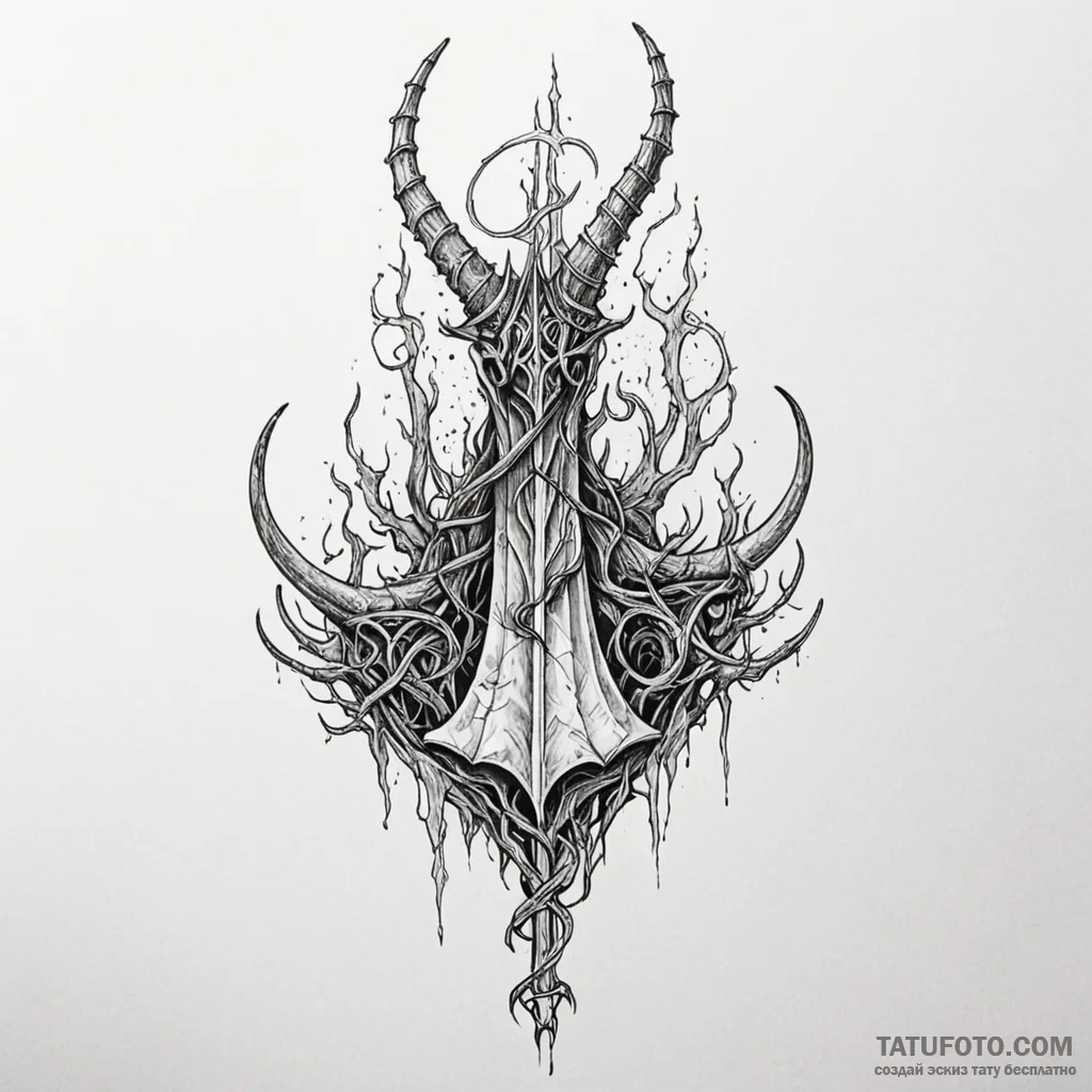 A linework tattoo of the horn of gondor, brok... - эскиз тату (№1750433019_0, 20.06.2025 15:23) — Tatufoto.com