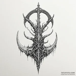 A linework tattoo of the horn of gondor, brok... - эскиз тату (№1750433019_1, 20.06.2025 15:23) — Tatufoto.com
