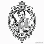 A linework tattoo of the winchester pub sign… — эскиз тату (№1750433757_0, 20.06.2025 15:35) — Tatufoto.com