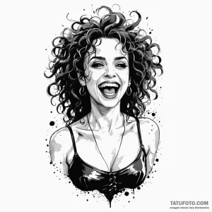 A trash polka design of bellatrix lestrange,... - эскиз тату (№1750433923_0, 20.06.2025 15:38) — Tatufoto.com