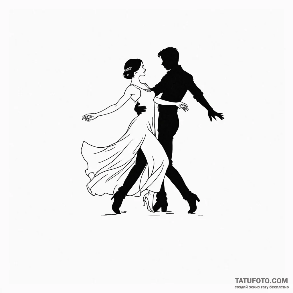 A linework tattoo of the "dancing" scene with... - эскиз тату (№1750434676_0, 20.06.2025 15:51) — Tatufoto.com