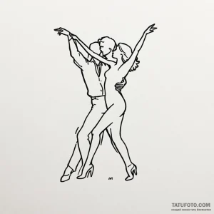 A linework tattoo of the "dancing" scene with... - эскиз тату (№1750434676_1, 20.06.2025 15:51) — Tatufoto.com