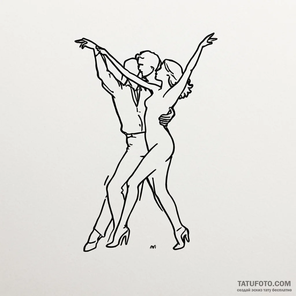 A linework tattoo of the "dancing" scene with... - эскиз тату (№1750434676_1, 20.06.2025 15:51) — Tatufoto.com