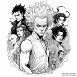 A graphic novel panel of the main characters… — эскиз тату (№1750434757_0, 20.06.2025 15:52) — Tatufoto.com