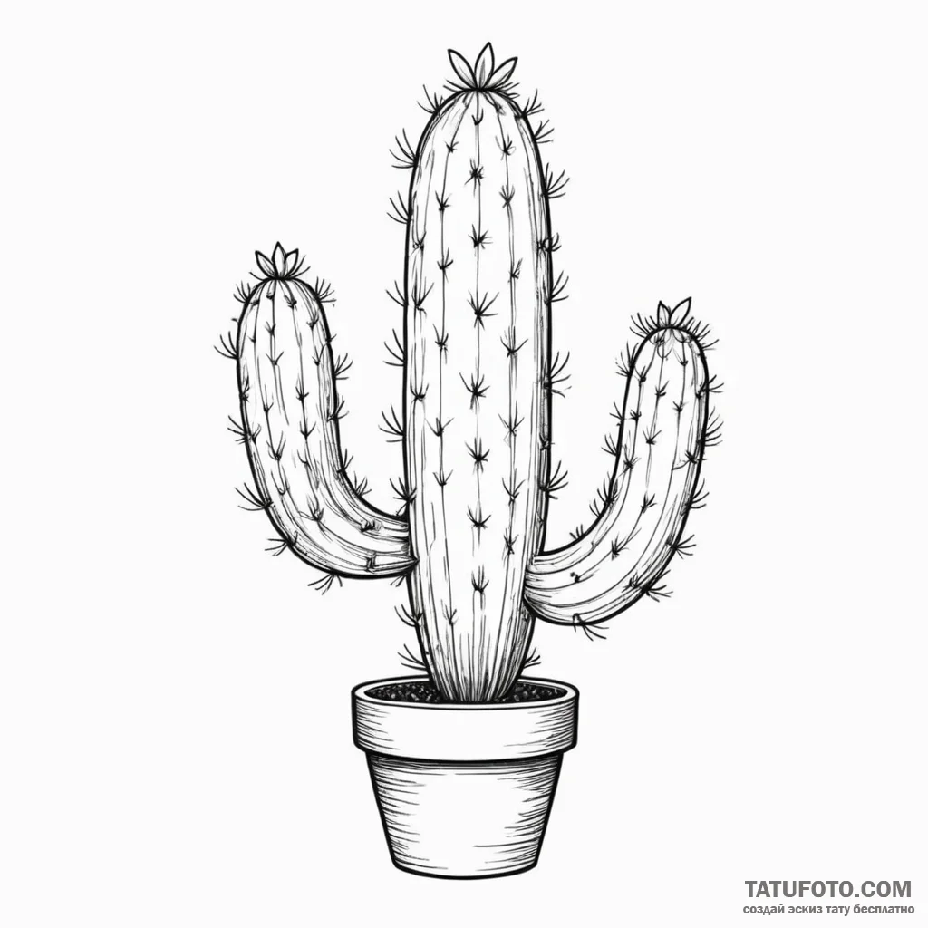 Cactus - эскиз тату (№1750434921_0, 20.06.2025 15:55) — Tatufoto.com