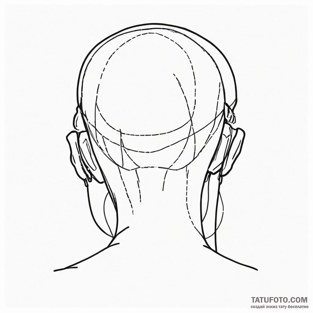 A sketch of the back of neo's head with the c... - эскиз тату (№1750435004_0, 20.06.2025 15:56) — Tatufoto.com