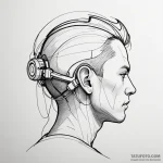 A sketch of the back of neo’s head with the c… — эскиз тату (№1750435004_1, 20.06.2025 15:56) — Tatufoto.com
