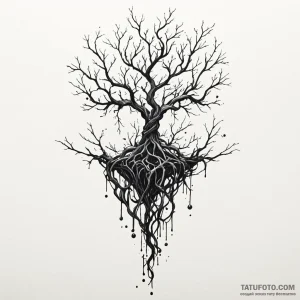 A watercolor sketch of the upside down, with... - эскиз тату (№1750439282_0, 20.06.2025 17:08) — Tatufoto.com