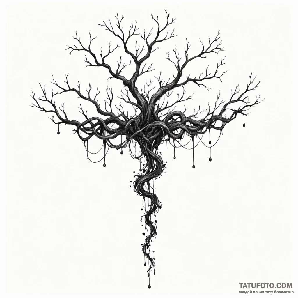 A watercolor sketch of the upside down, with... - эскиз тату (№1750439282_1, 20.06.2025 17:08) — Tatufoto.com